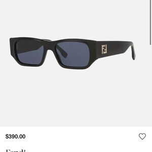 Fendi Black Rectangular Sunglasses with Gold FF Detail